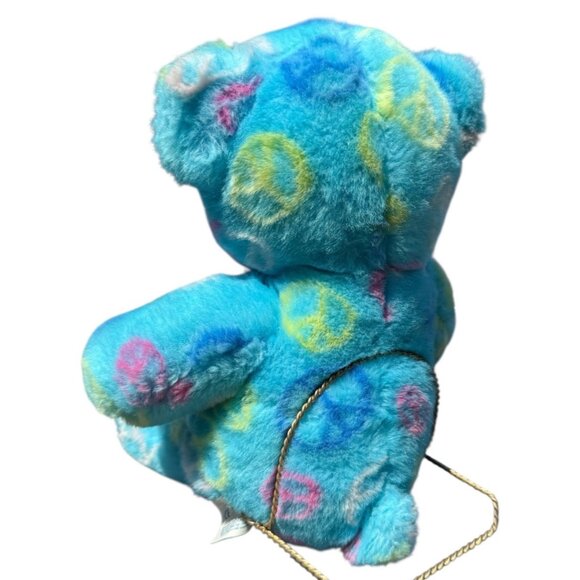Build A Bear Sitting Blue Hippie Peace Plush Stuffed Support Pet Toy BFF Retro - Picture 2 of 16